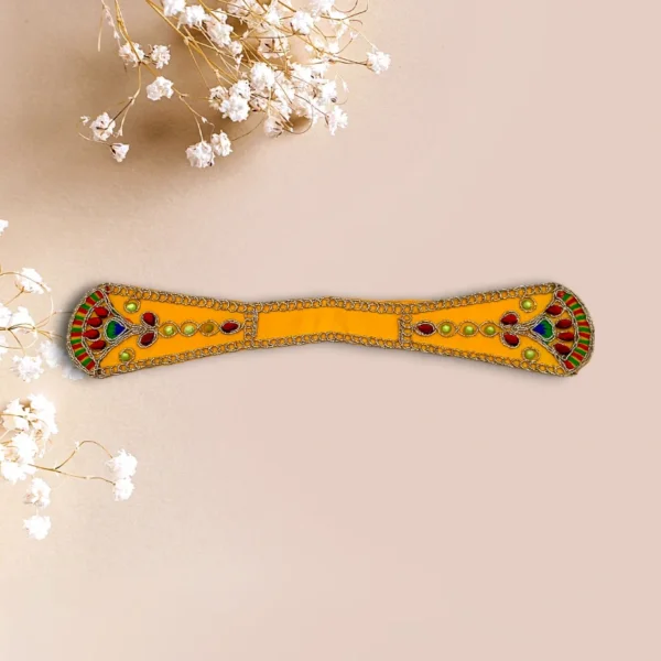 Beautiful Surat Design Lahnga Patka for Mata Rani, Poshak for God, Yellow