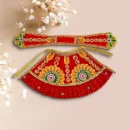 Premium Flower Design Lahnga Patka for Mata Rani, Poshak for God, Red