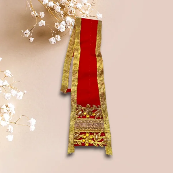 Floral Design Lahnga Patka for Mata Rani, Poshak for God, Red