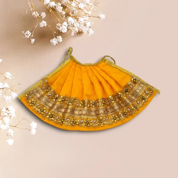 Floral Design Lahnga Patka for Mata Rani, Poshak for God, Yellow