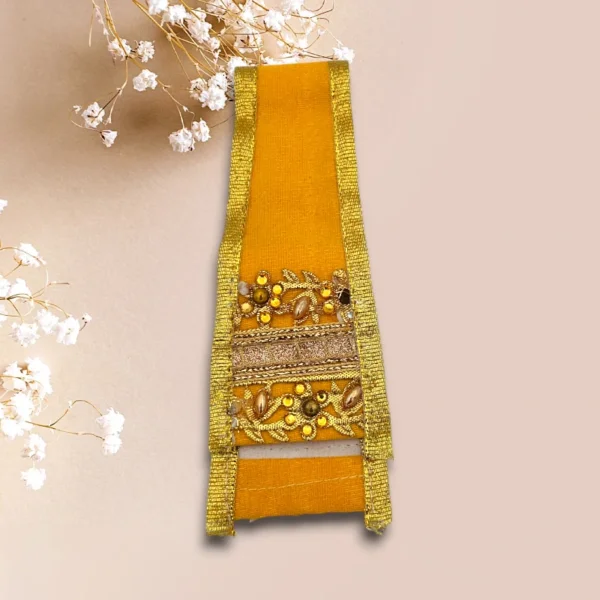 Floral Design Lahnga Patka for Mata Rani, Poshak for God, Yellow