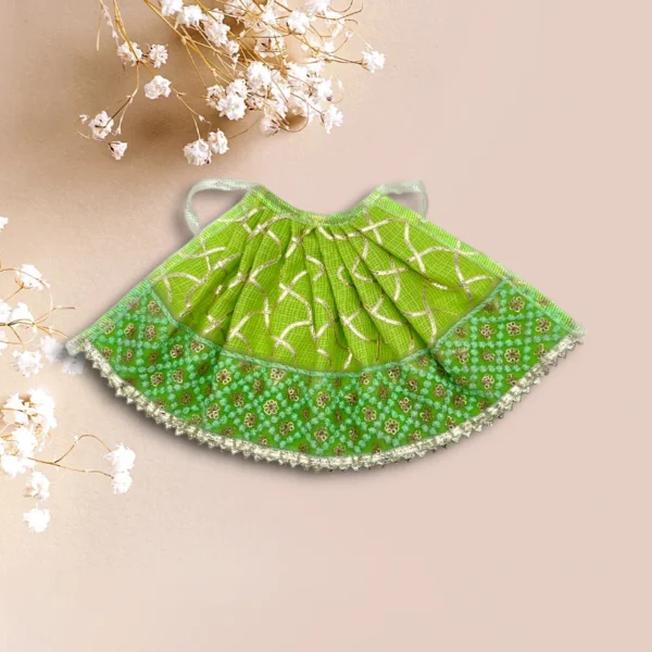 Beautiful Lining Lahnga Patka for Mata Rani, Poshak for God, Green