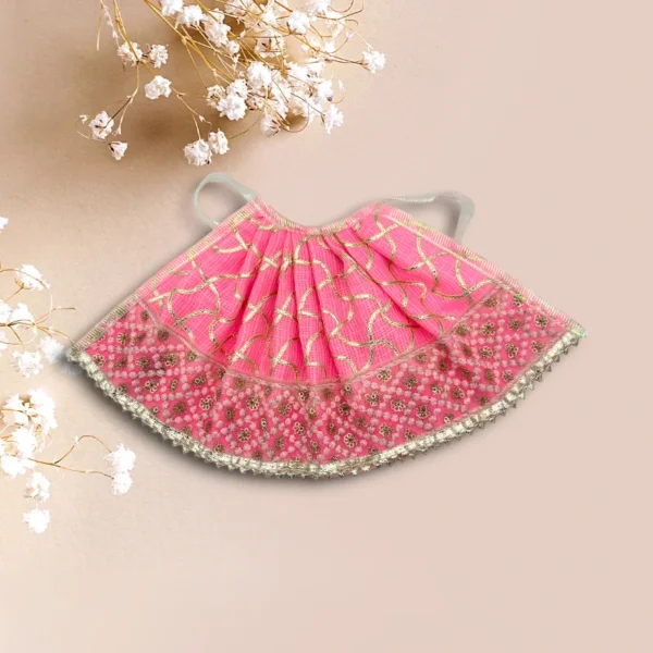 Beautiful Lining Lahnga Patka for Mata Rani, Poshak for God, Pink