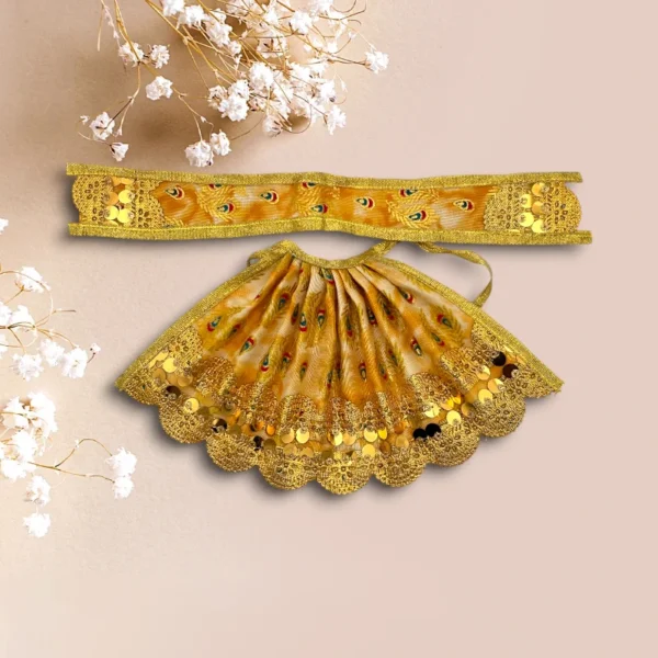 Mor Pankh Print Design Lahnga Patka for Mata Rani, Poshak for God