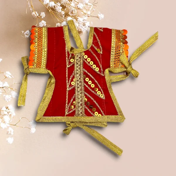 Sari Set For Mata Rani, Lakshmi Mata, Poshak for God, 8 No. Red