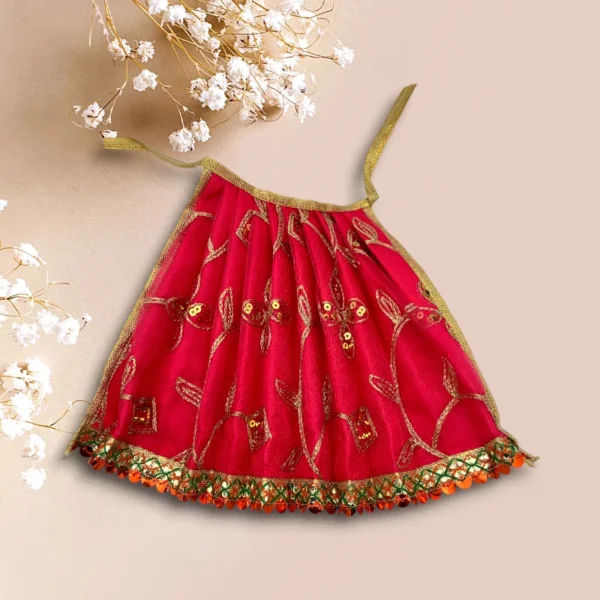 Sari Set For Mata Rani, Lakshmi Mata, Poshak for God, 8 No. Ruby