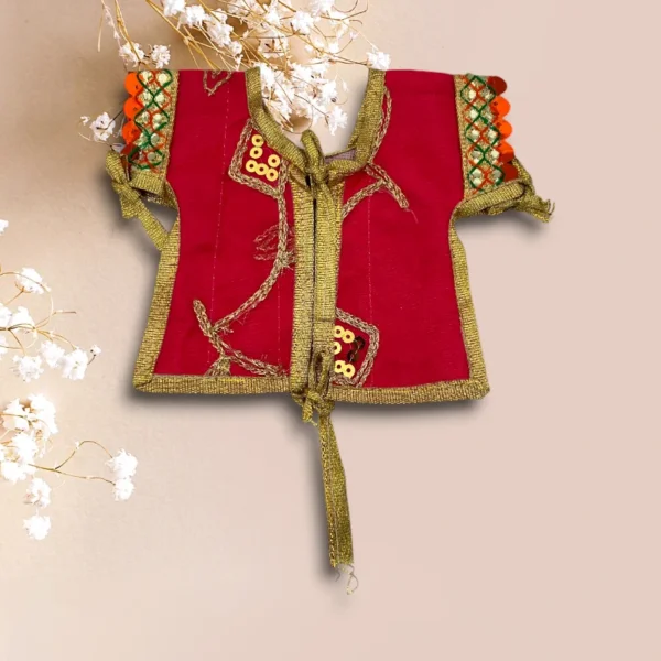 Sari Set For Mata Rani, Lakshmi Mata, Poshak for God, 8 No. Ruby