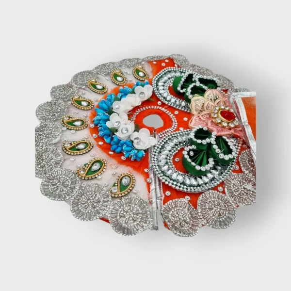 Premium Orange Heavy Dress/Poshak for Laddu Gopal, 3 Piece Dress, Size 5 no.