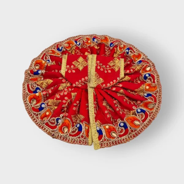 Decorated Kadhai Design, Beautiful Dress/Poshak for Laddu Gopal, One Piece Dress, Red