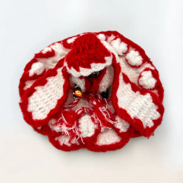 Red and White 4 Piece Winter Woolen Dress for Laddu Gopal, Krishna and Radha Rani.