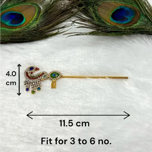 Beautiful Peacock Feather Design Stone Bansuri, Fit for 3 to 6 no.