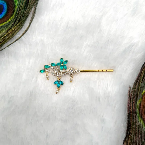 Premium Quality, AD Design Blue Color Bansuri, Fit for 1 to 5 no.