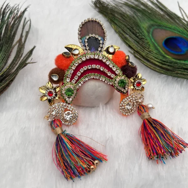 Beautiful Chandrika Damini for Radha Rani, Laddu Gopal. Large Size, Red