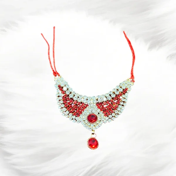 Red & White Stone Mala Kanthi For Your Laddu Gopal Ji. Fit for 4-6 no.