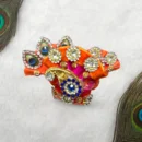 Stone Pagdi For Laddu Gopal Ji, Small Size, Fit For 2-3 no. Orange