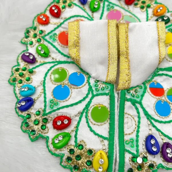 Kadhai Design White & Green Dress, Size- 3 no.