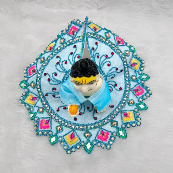 Mirror Kadhai Design Dress, Color- Blue