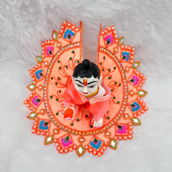Mirror Kadhai Design Dress, Color- Orange