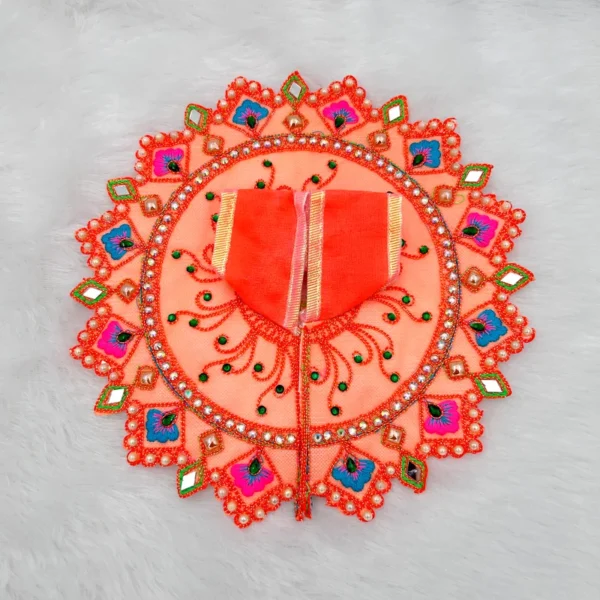 Mirror Kadhai Design Dress, Color- Orange