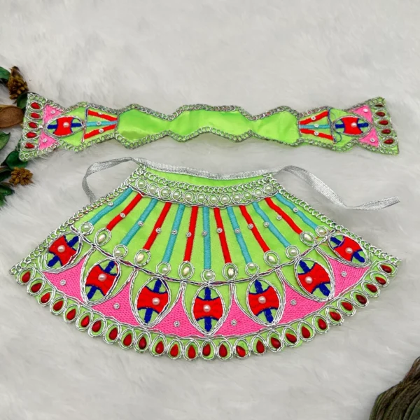 Kadhai Design Dress for Mata Rani, Khatu Shyam. Color-Green