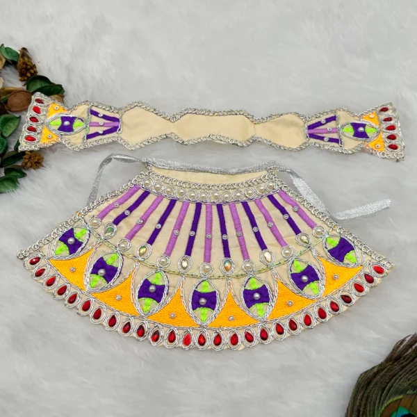 Kadhai Design Dress for Mata Rani, Khatu Shyam. Color-Off White
