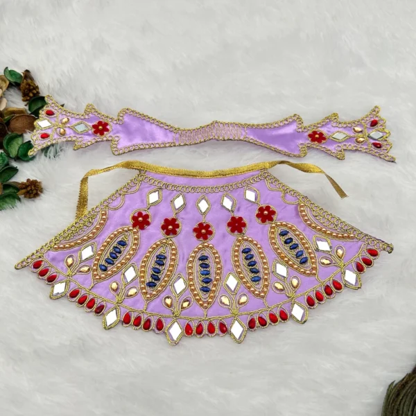 Beautiful Stone Kadhai Design Premium Poshak. Size- 5 Inches, Color- Purple