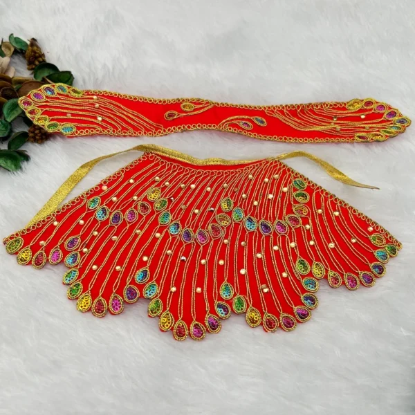 Lining Kadhai Design Dress Poshak. Color- Red