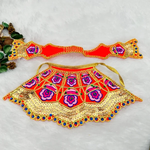 Rajasthani Kadhai Design Dress. Color- Orange
