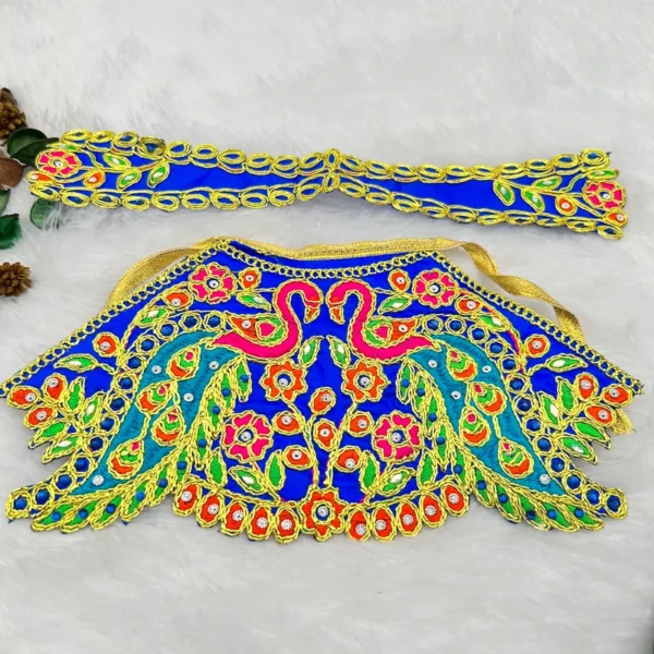 Peacock Kadhai Design Poshak. Size- 5 Inches, Color- Blue