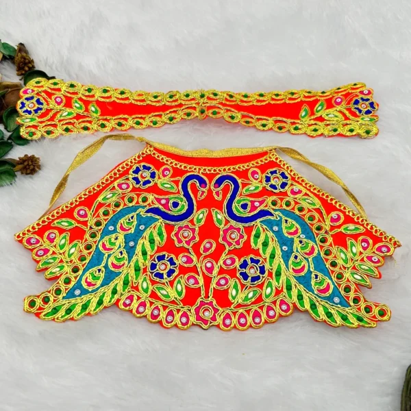 Peacock Kadhai Design Poshak. Size- 5 Inches, Color- Orange