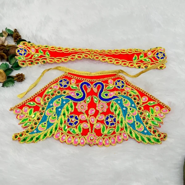 Peacock Kadhai Design Poshak. Size- 5 Inches, Color- Red