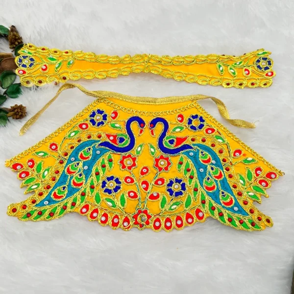 Peacock Kadhai Design Poshak. Size- 5 Inches, Color- Yellow