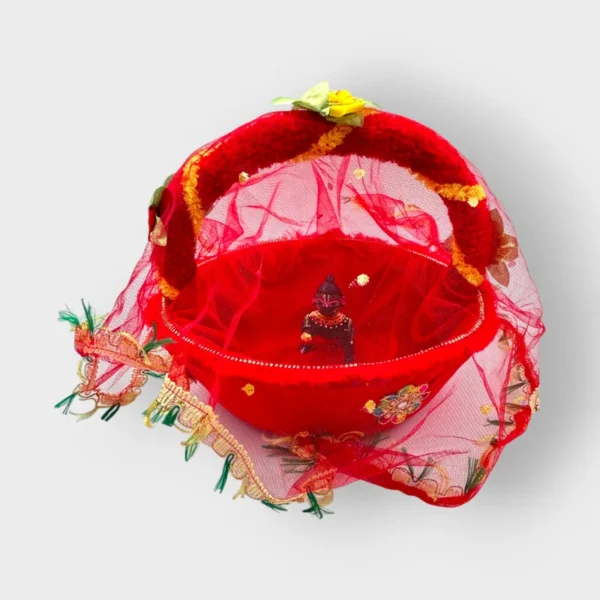 Travel Basket for laddu gopal, Thakur ji, Radha Rani. Wooden basket tokri.