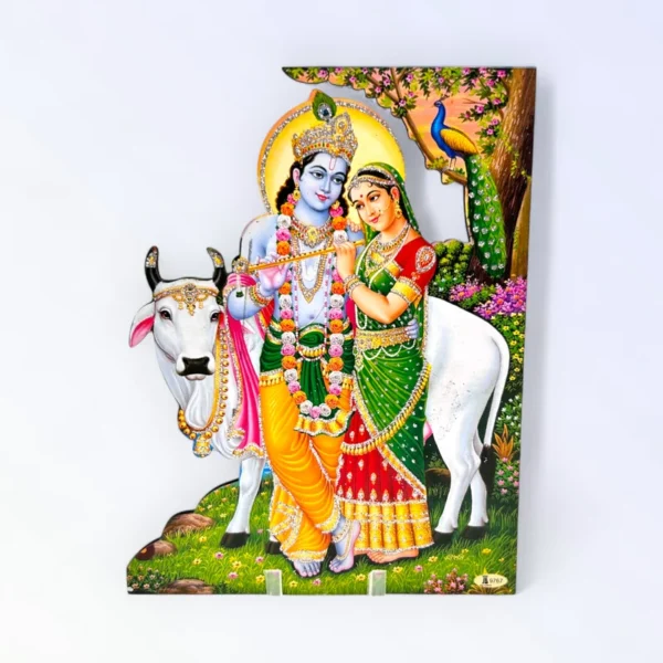 Radha Krishna Gaau, MDF Cut Out, Size- 5*7 Inches