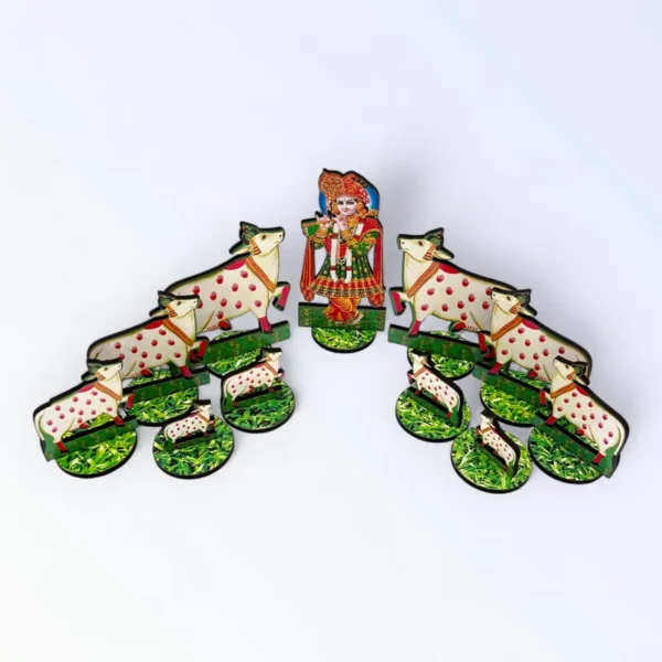 Krishna Cow Set, Set of 9 Figurines, Height- 6 Inches