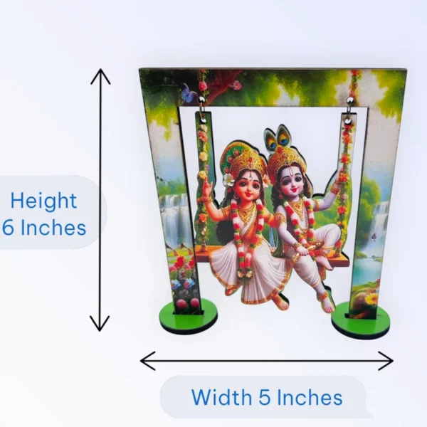 Radha Krishna Green, MDF Swing Cut Out, Size- 5*6 Inches