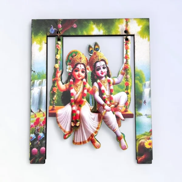 Radha Krishna Green, MDF Swing Cut Out, Size- 5*6 Inches