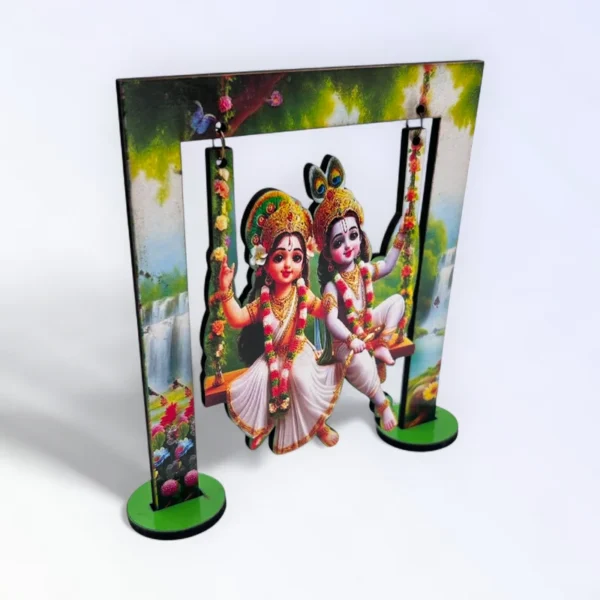 Radha Krishna Green, MDF Swing Cut Out, Size- 5*6 Inches