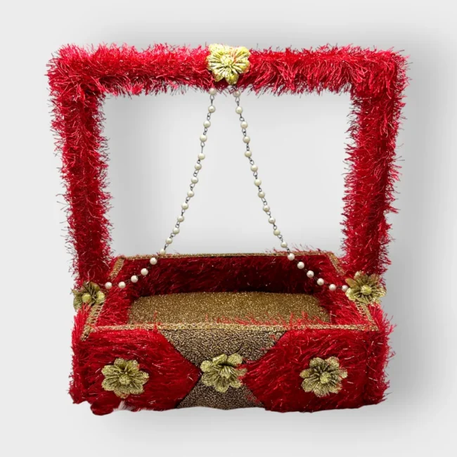 Travel Basket for laddu gopal, Thakur ji, Radha Rani. Wooden basket tokri.