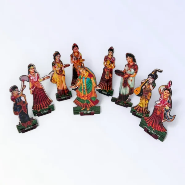 Ast Sakhi, Radha Rani, Height- 4 Inches. Set of 9 Figurines.