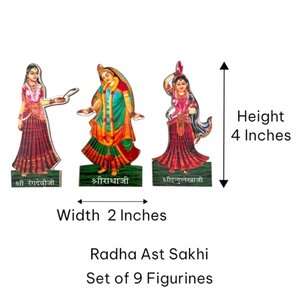 Ast Sakhi, Radha Rani, Height- 4 Inches. Set of 9 Figurines.