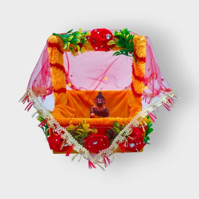 Travel Basket for laddu gopal, Thakur ji, Radha Rani. Wooden basket tokri.