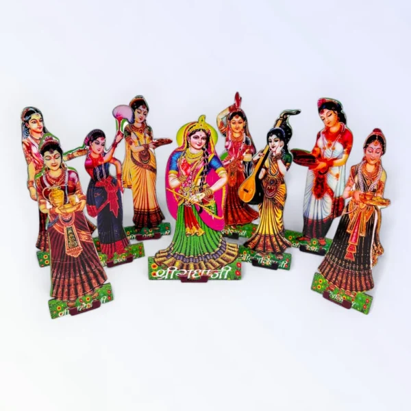 Ast Sakhi, Radha Rani New, Height- 6 Inches. Set of 9 Figurines.