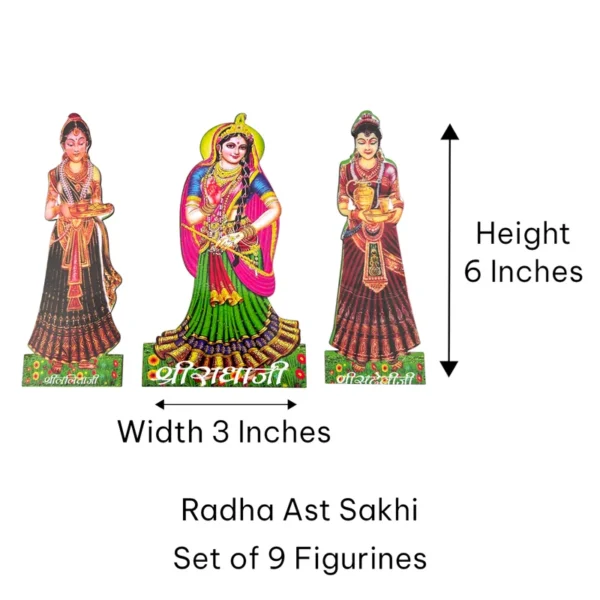 Ast Sakhi, Radha Rani New, Height- 6 Inches. Set of 9 Figurines.