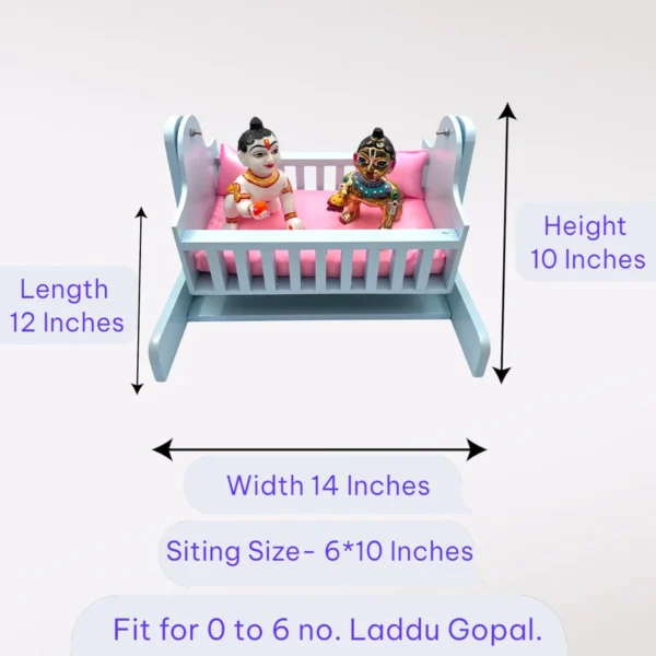 Beautiful Wooden Palna cum Bed, Size- Large