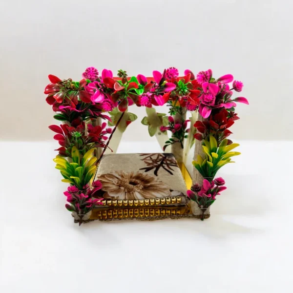 Flower Decorated Square Light House for Laddu Gopal Ji, Medium Size