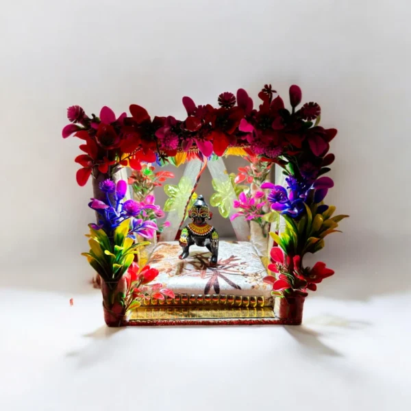 Flower Decorated Square Light House for Laddu Gopal Ji, Medium Size