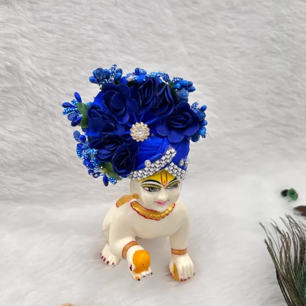 Beautiful Flower Decorated Pagdi, Color- Blue
