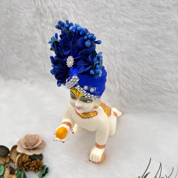 Beautiful Flower Decorated Pagdi, Color- Blue