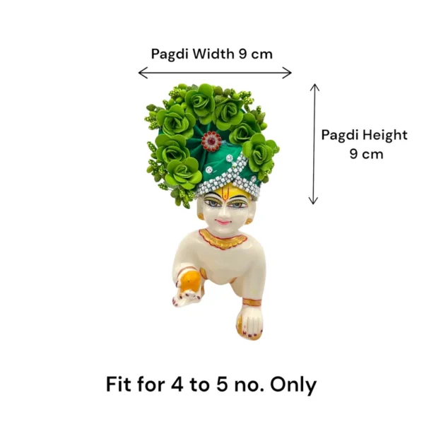 Beautiful Flower Decorated Pagdi, Color- Green